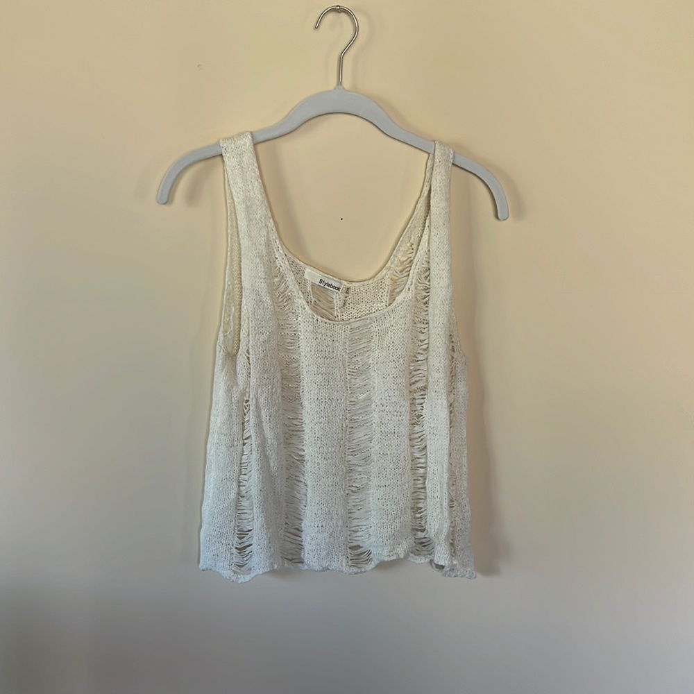 Stylebook Knit Tank Top, Size Small, white